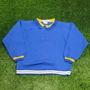 Vintage 80s MOD 1/4 Zip Collared Sweatshirt Large 22x24 Crop